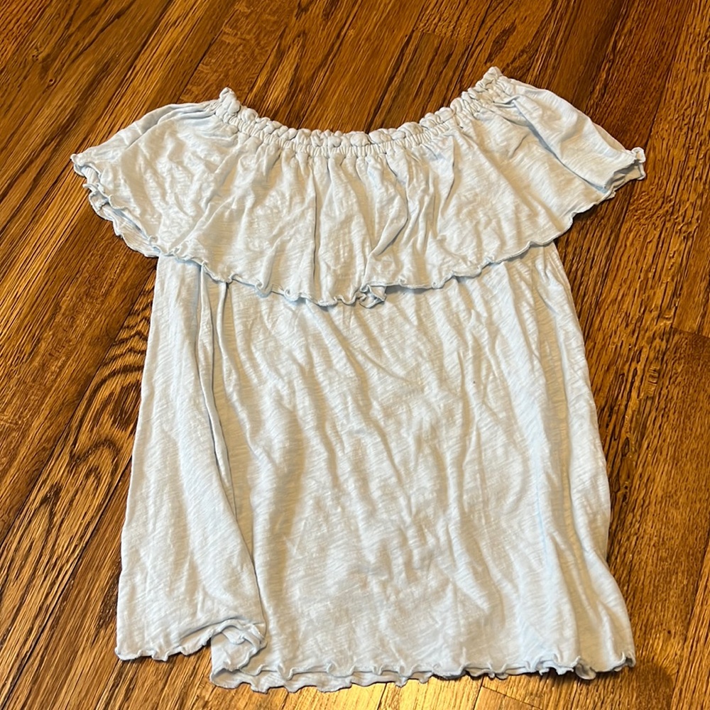 Blue Ruffle Tube Top